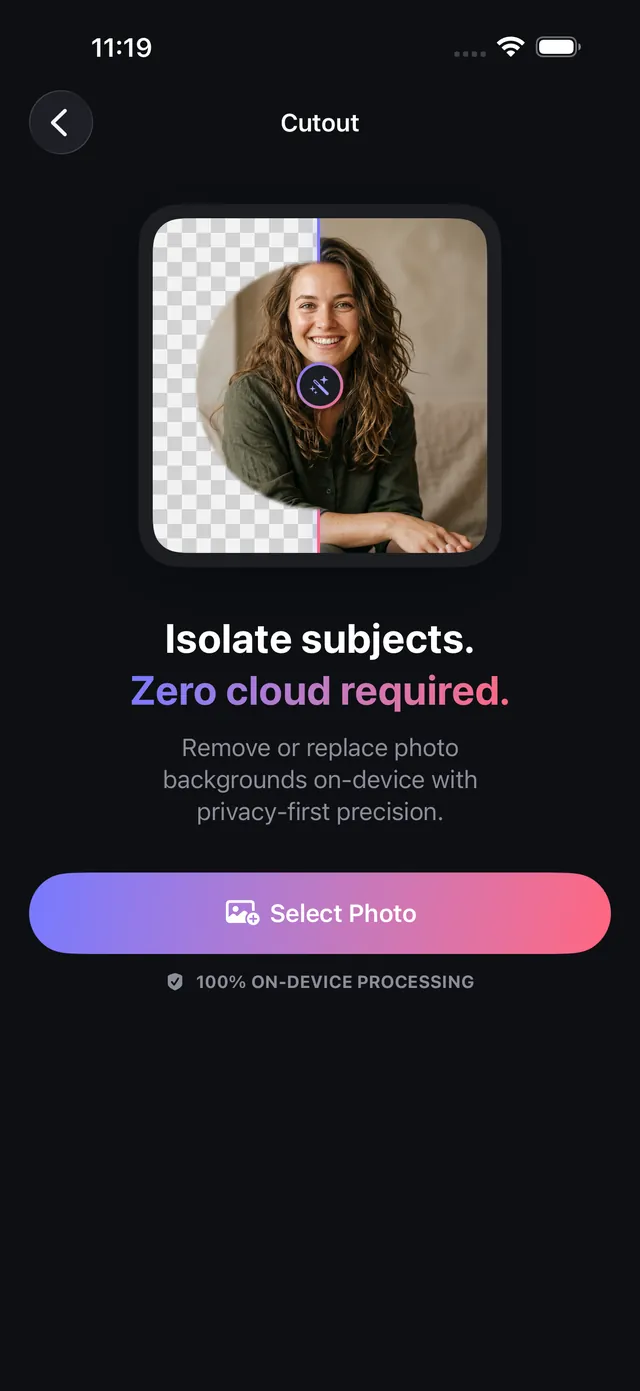 Cutout in OptiPixel showing a flower on a transparent background