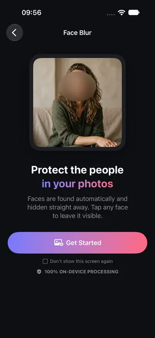OptiPixel Face Blur hiding a face in a photo