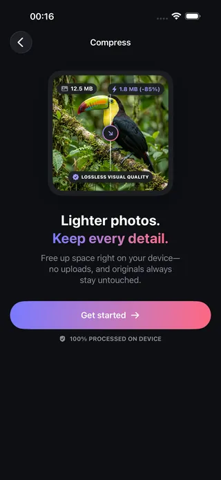 OptiPixel Compress for photos on iPhone